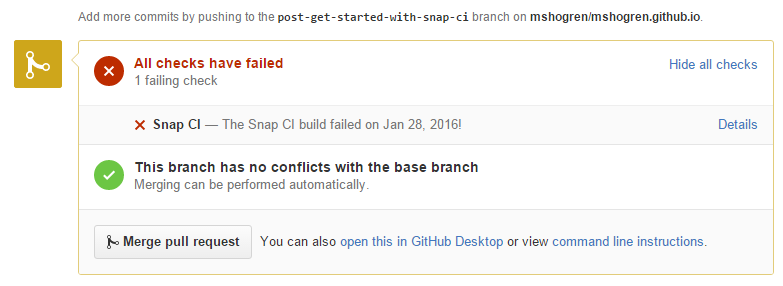 Failed build for pull request